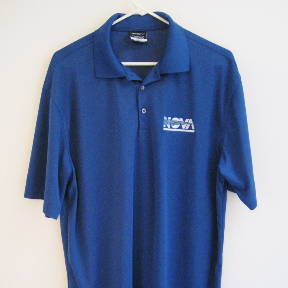 Nike Golf Blue Polo Shirt-Nova Logo-Dri Fit-Large